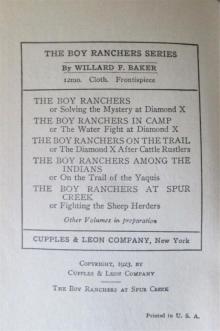 Boy Ranchers at Spur Creek; Or, Fighting the Sheep Herders Read online