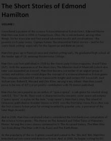 The Short Stories of Edmond Hamilton: Volume I